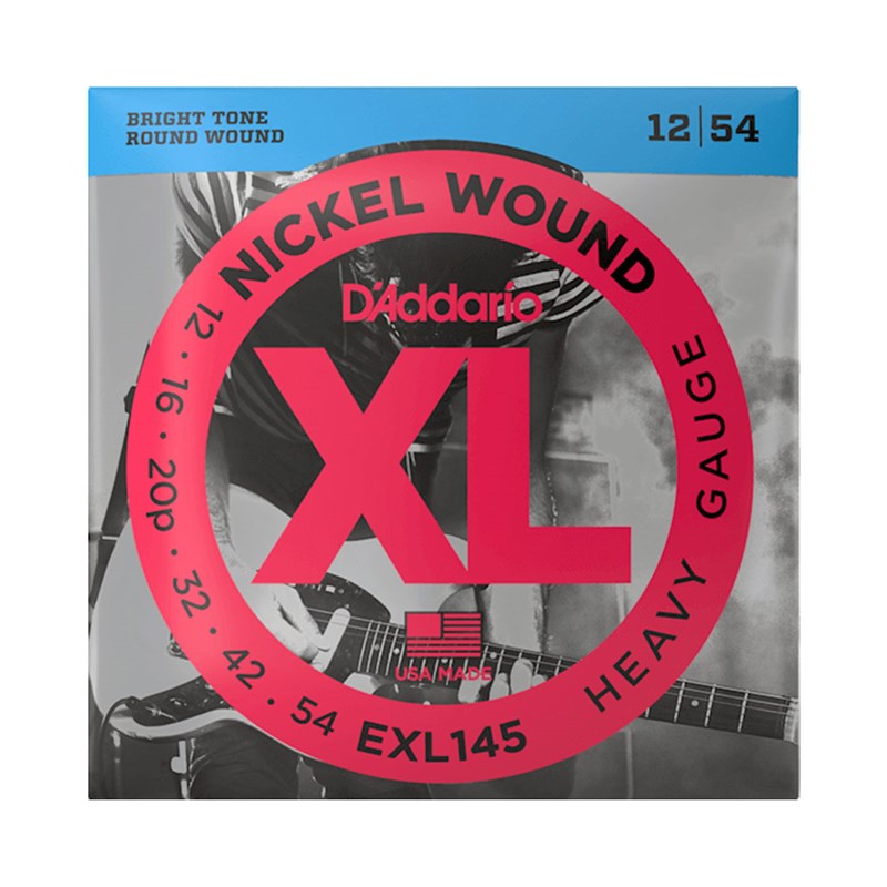 D'addario EXL145 12-54 Nickel Wound Heavy Plain 3rd Electric Guitar Strings